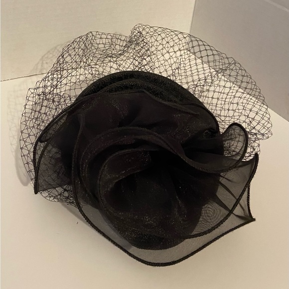 Black Grey Polk A Dot Retro Pinup Pencil Dress Bird Cage Hat Halloween Costume - Picture 14 of 16